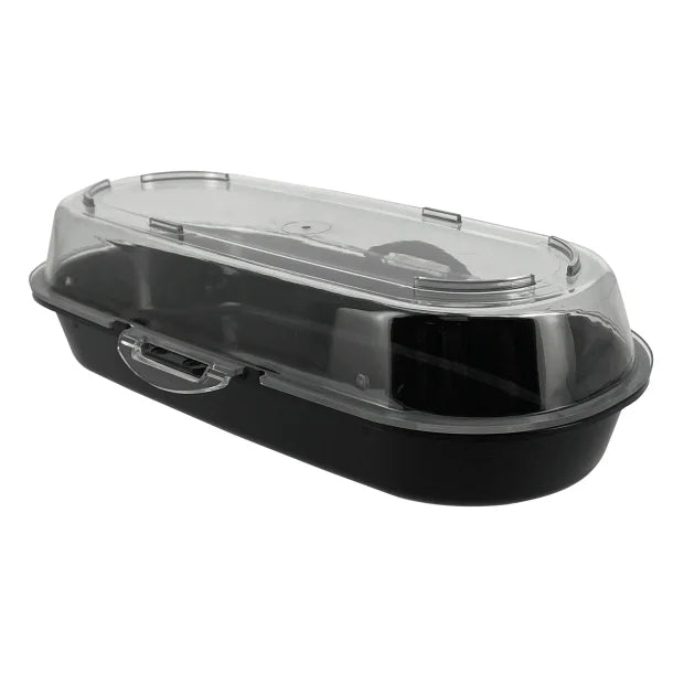 Barquette réutilisable 350 ml noire avec couvercle transparent