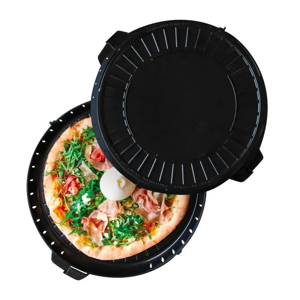 Plateaux pizza réemployables noir d.390mm PEHD