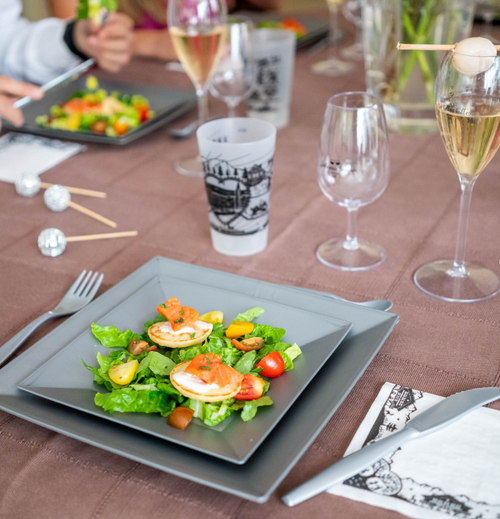 Assiette carrée 24 × 24 cm – Assiette plate réutilisable en PP